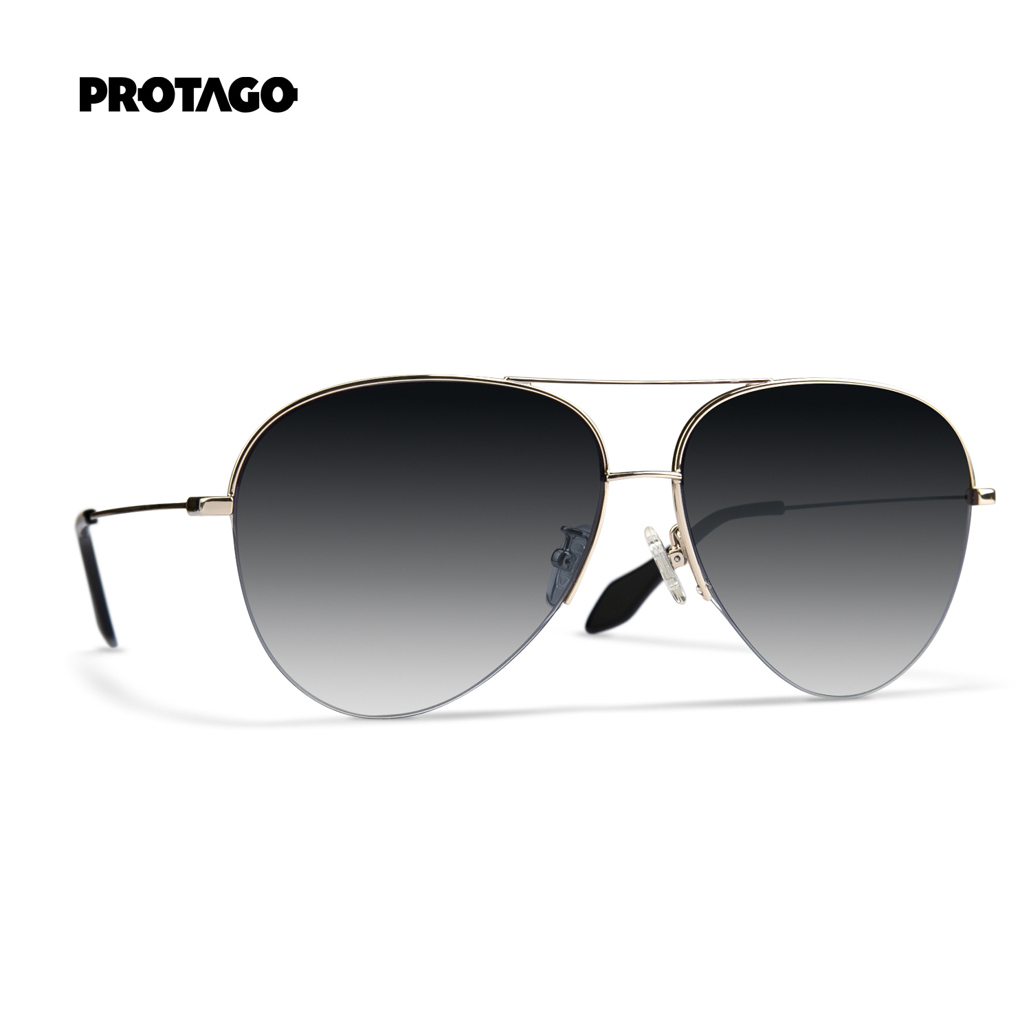 PROTAGO时尚个性经典飞行员半框渐变镜片防紫外线墨镜Iolite 12D