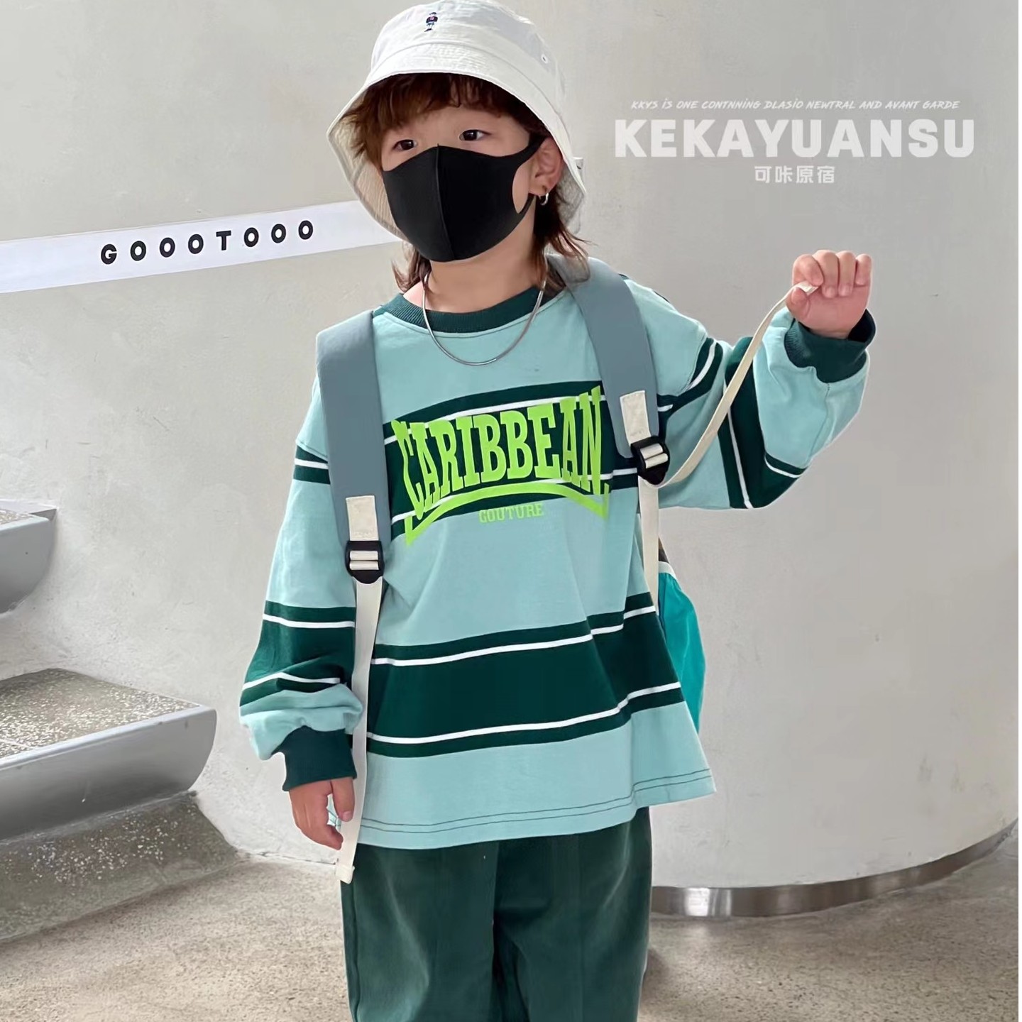 2023年新品男女套装时尚洋气韩版百搭休闲秋款牛仔拼接儿童中大童