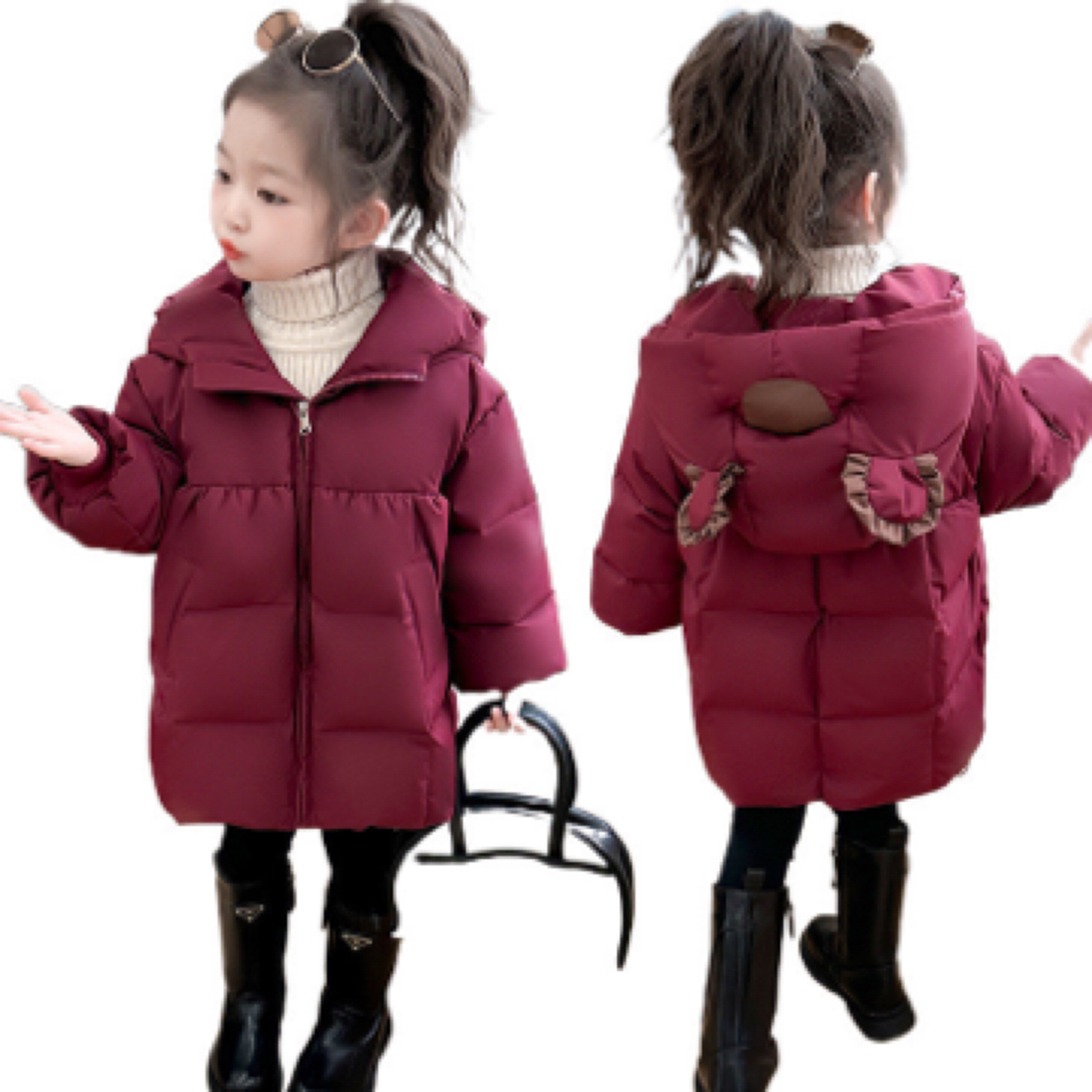 女小童新款免洗中长款羽绒服
