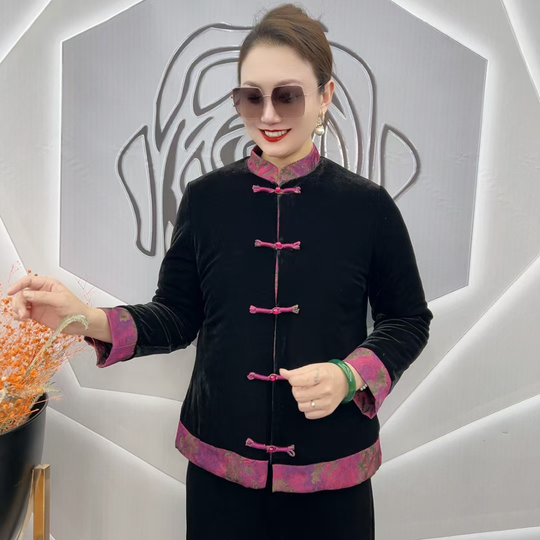 968   中式盘扣撞色两穿棉服外套