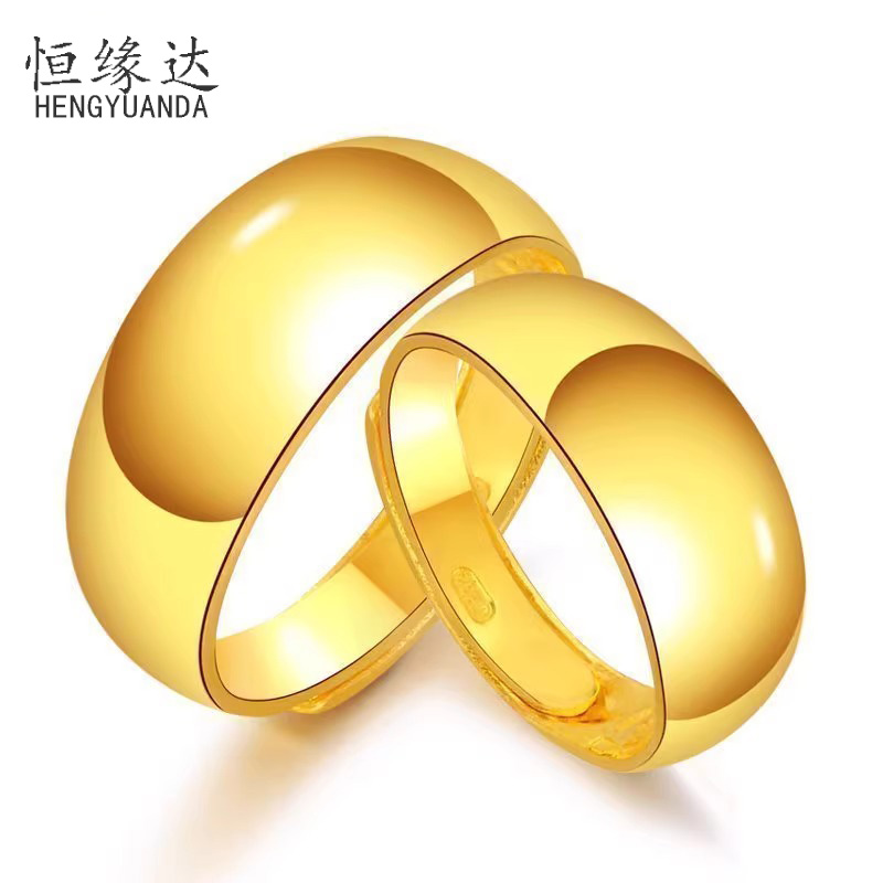 足金9999实心光面蛇肚戒活口黄金戒指男戒经典男女情侣款520送礼
