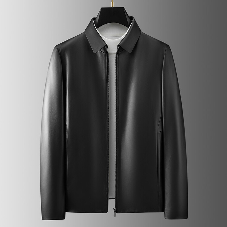 秋冬季加绒厚款皮夹克翻领外套短款绵羊男装休闲外套