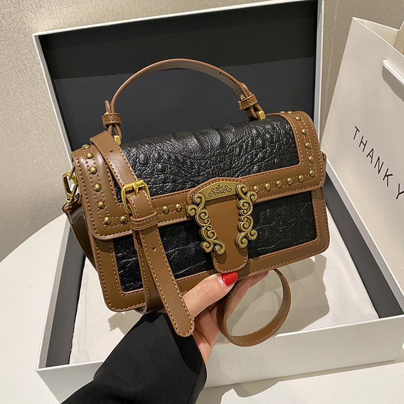 轻奢气质跨境复古小众单肩包包女2024新款百搭小方包手提斜跨包包