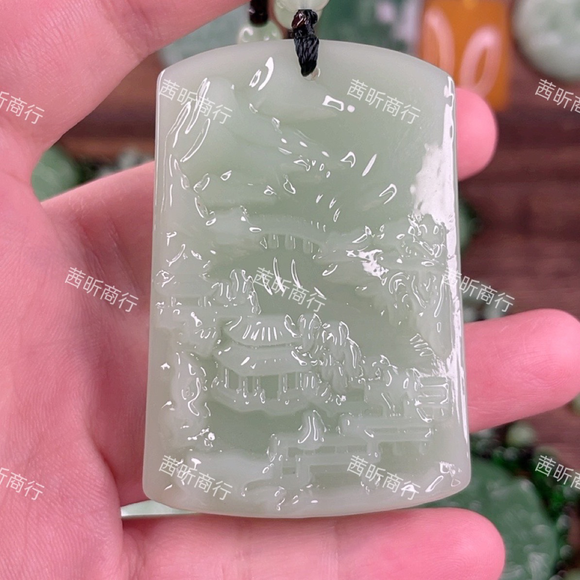 ....‘. 浅色方牌山水牌经典情侣款