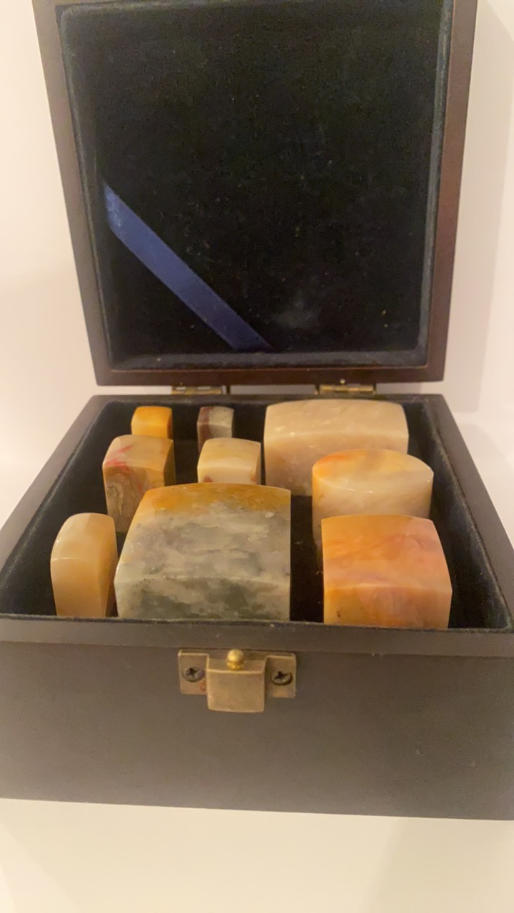 昌化石套盒篆刻精品印章 三方鸡