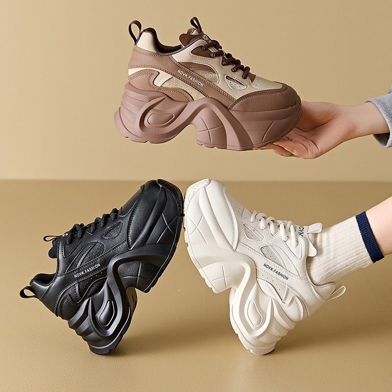 增高9CM百搭厚底运动女鞋秋冬季2024新款高级感休闲内增高老爹鞋