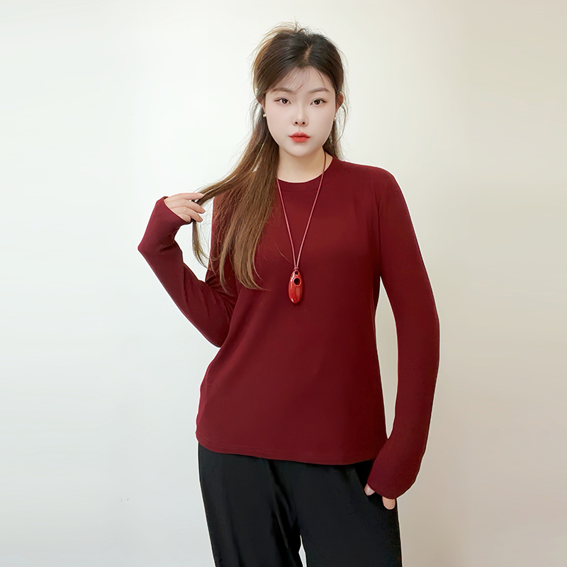 棉俏妃2025秋季新款高端双面澳绒大码女装打底衫显瘦时尚气质上衣