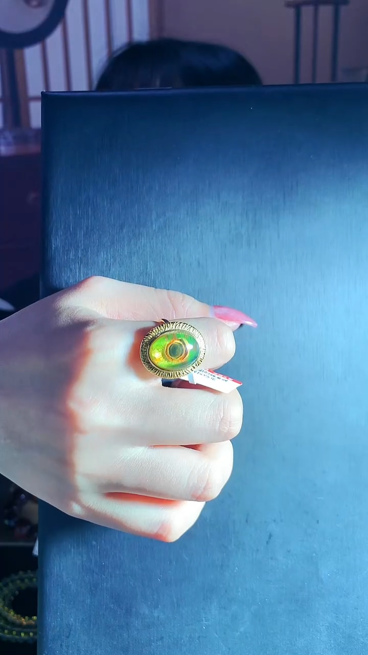 【闪购商品】蓝珀珠宝奇石银S925镶嵌墨西哥蓝珀天使之眼戒指