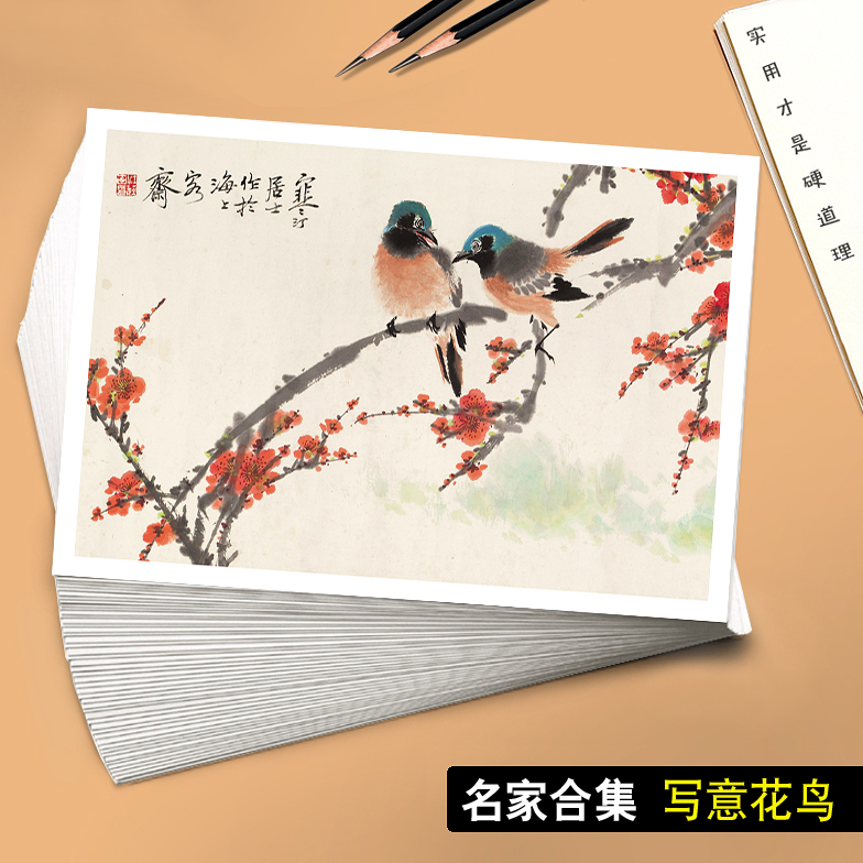 国画临摹卡正版写意花鸟水墨画绘画艺术培训高清印刷40张高清