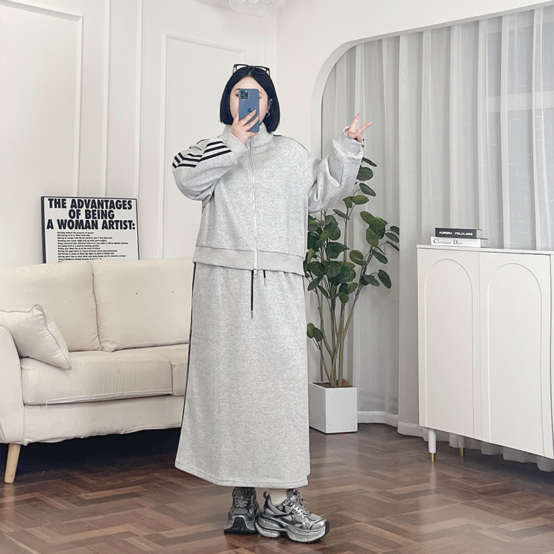 南法往事 / 韩系加绒款卫衣+卫裙套装12165花契200斤胖mm新款时尚