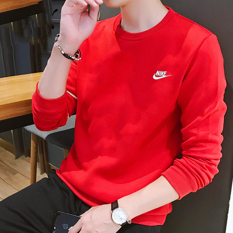 NIKE耐克红色卫衣男装2023新款运动服圆领休闲套头衫BV2663-657