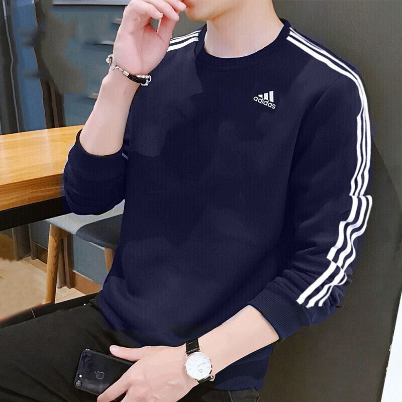 阿迪达斯卫衣男上衣新款运动三条纹长袖外套健身训练套头衫GK9079