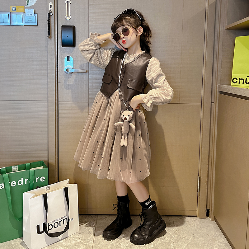 女童连衣裙2023新款秋装儿童洋气时髦公主裙中大童女孩春秋季裙子