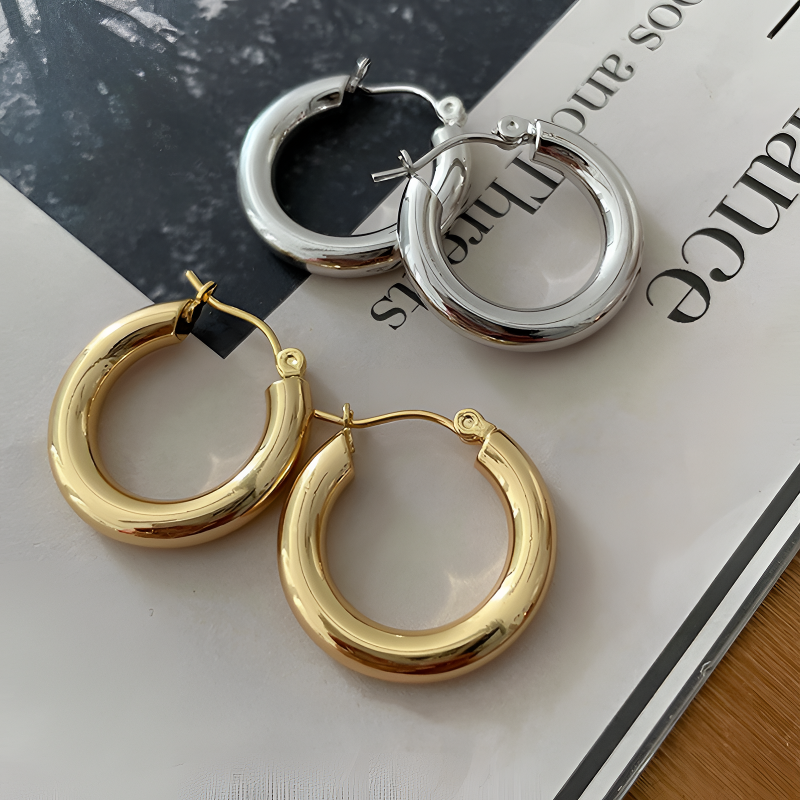 黄铜耳饰 法式素圈简约百搭欧美金属ins冷淡风圈圈耳环小众高级感