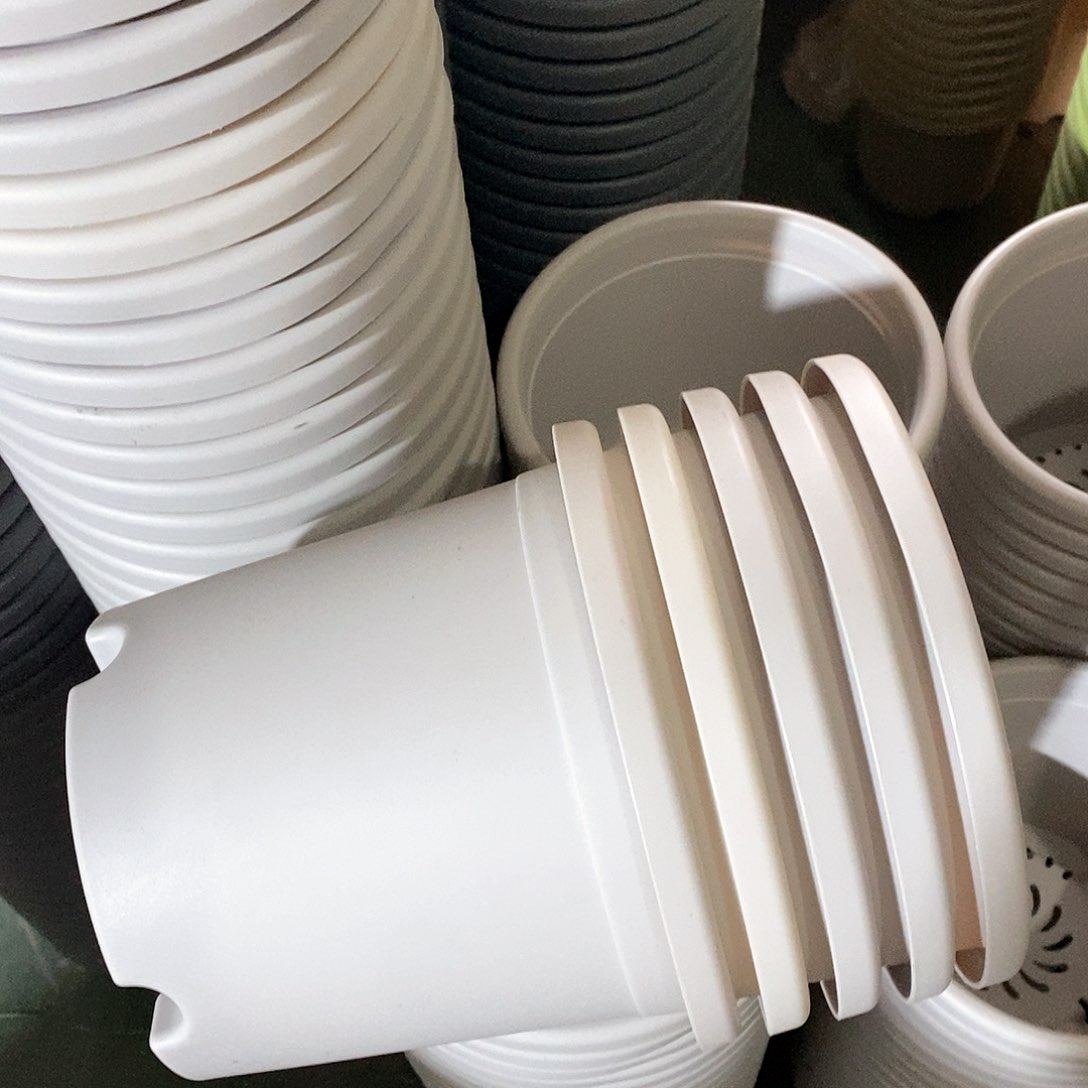 树脂四季盆2号无拖灰白6