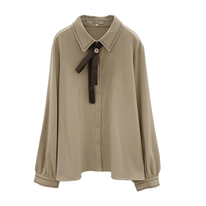 灯芯绒学院风衬衫女2023春新款宽松长袖叠穿上衣复古磨毛衬衣外穿