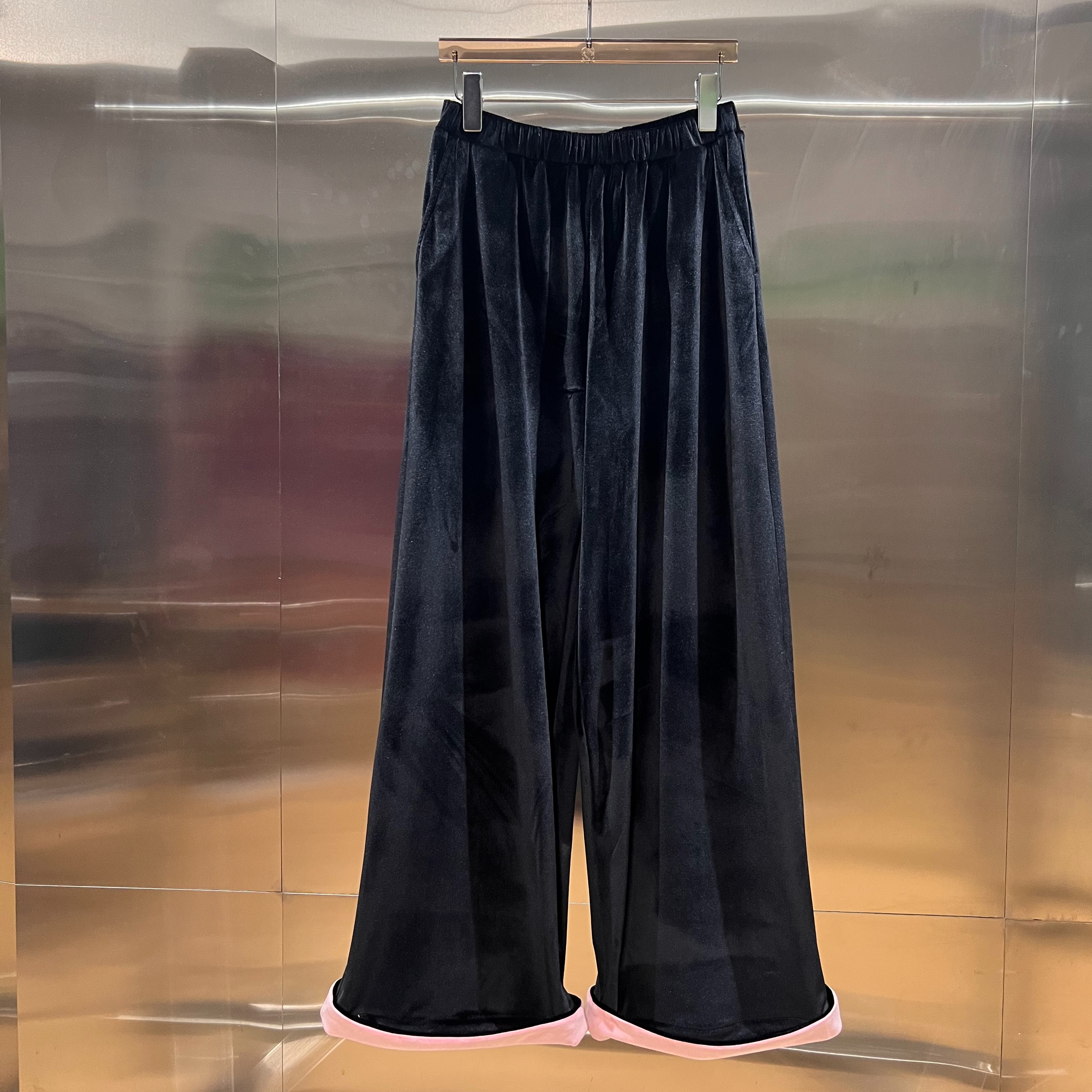 sennoszhou丝绒翻边直简裤C44015