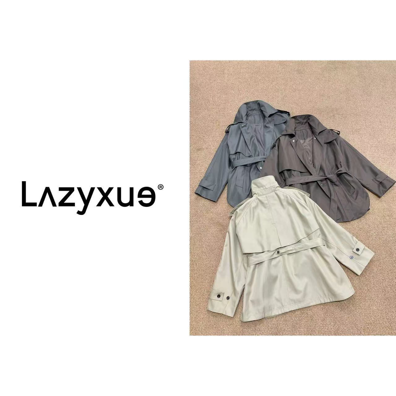 LAZYXUE薛懒懒/时尚休闲百搭中长款韩版秋季风衣  60537