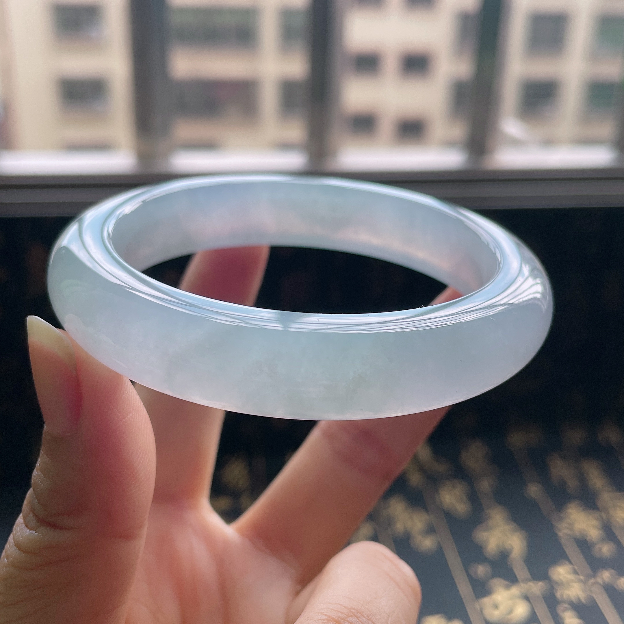 56圈口冰种缅甸天然翡翠A货手镯