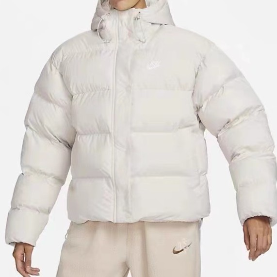 【北京NK臻选】Nike纯色防风保暖短款连帽运动棉服女白色 FD8291104