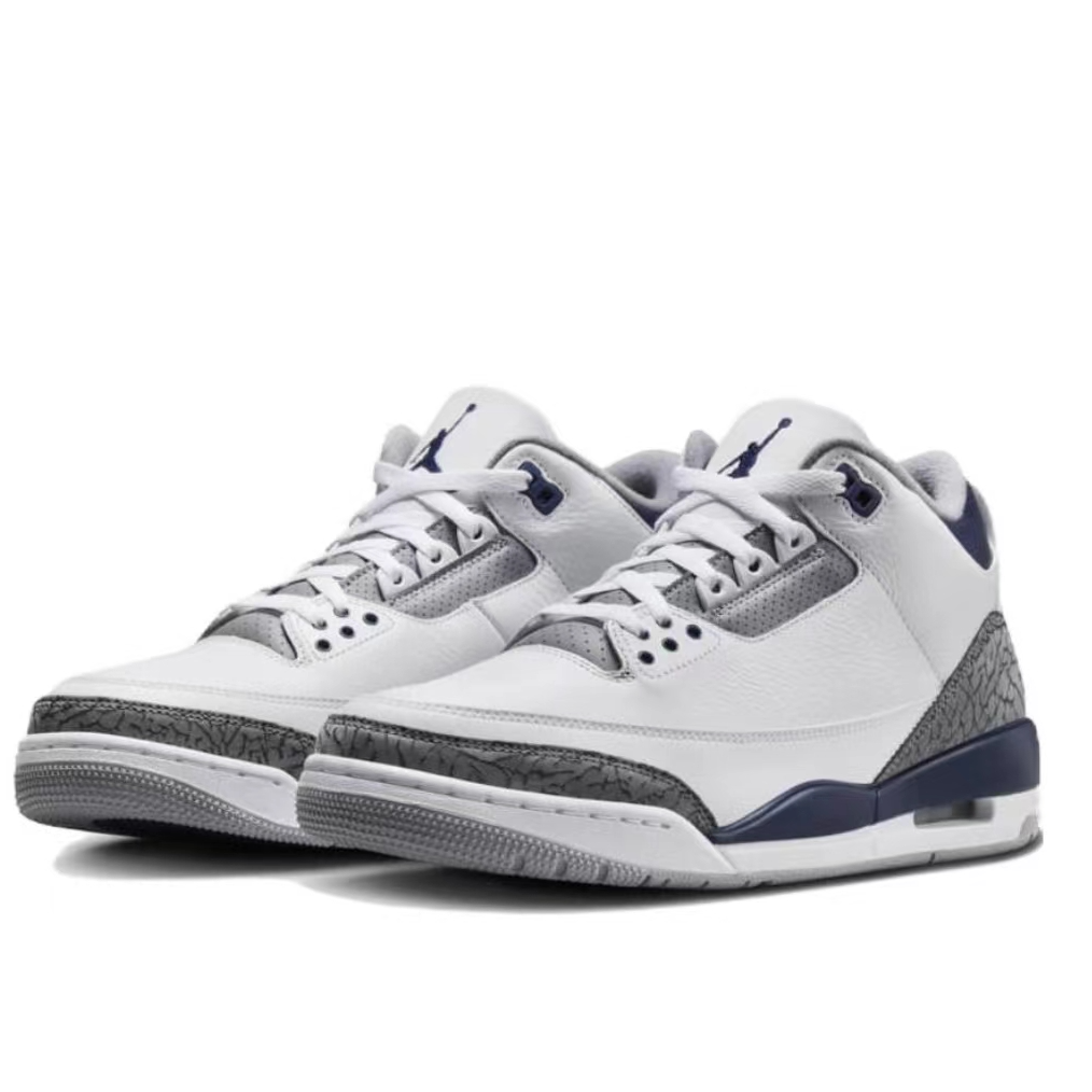 【世贸天阶JD】Air Jordan3白蓝灰爆裂纹男子复古篮球鞋CT8532140