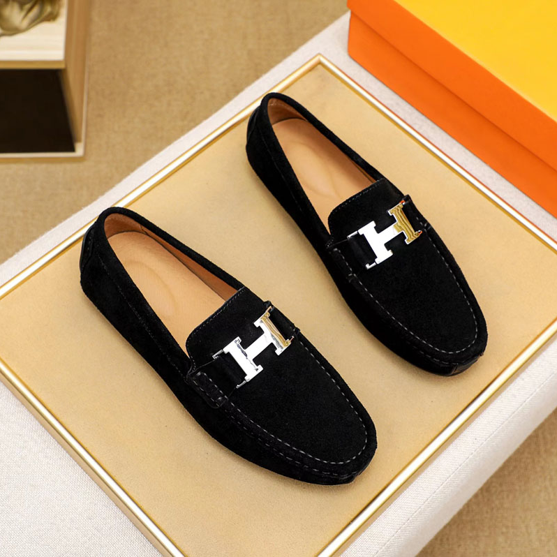 欧洲站潮鞋2025爆款男鞋时尚百搭透气一脚蹬豆豆鞋磨砂牛皮休闲鞋