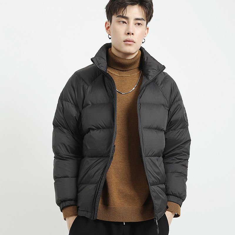 羽绒服男款2023新款轻薄短款潮牌立领冬季轻便薄款白鸭绒外套上衣
