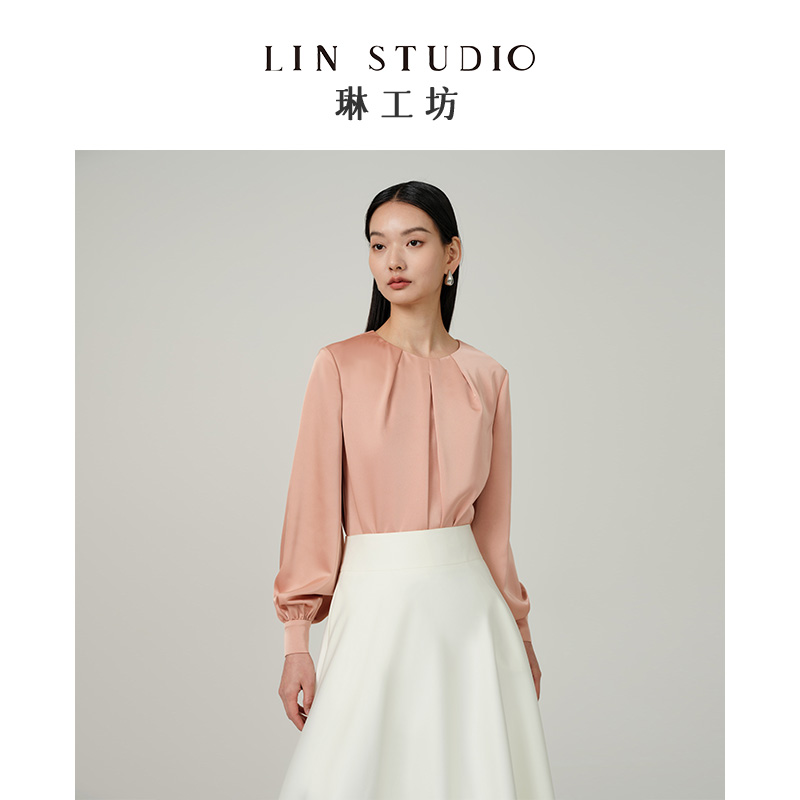 琳工坊千樾粉色衬衫优雅甜美时尚显瘦约会穿搭唐琳设计师
