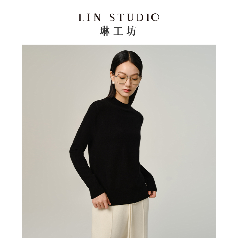 【100%山羊绒babycashmere】琳工坊瑜瑾黑色小山羊绒针织衫唐琳设计