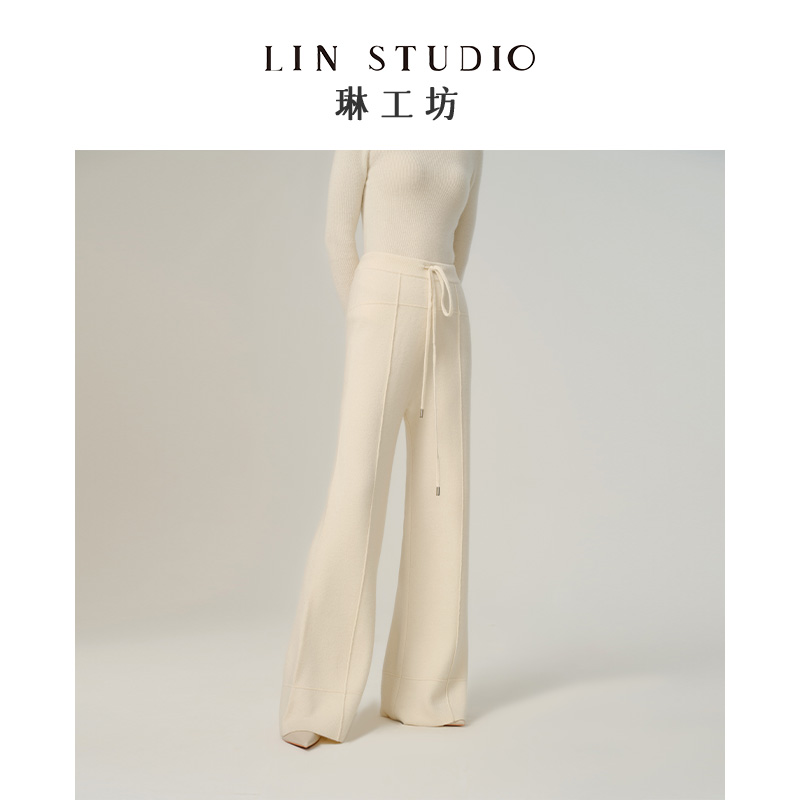 【白色 山羊绒+绵羊毛】琳工坊梵清阔腿裤唐琳设计师长裤直筒时尚