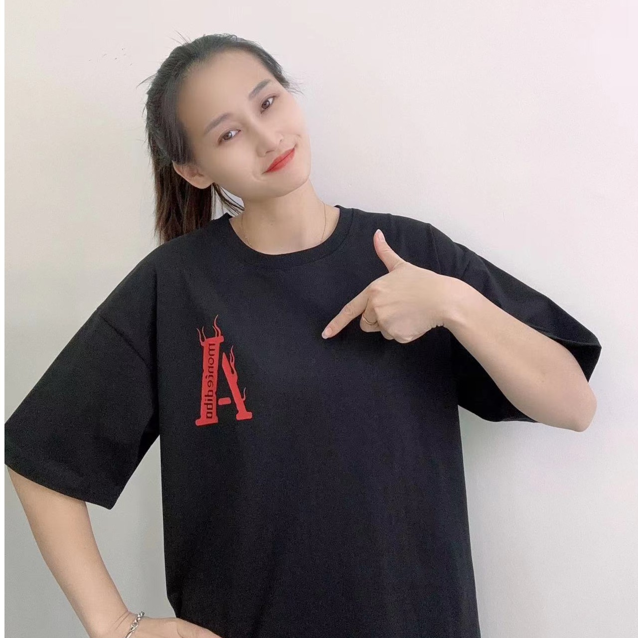 9623新款时尚男装潮牌潮棉韩版轻奢国风穿搭全棉夏季宽松印花短袖