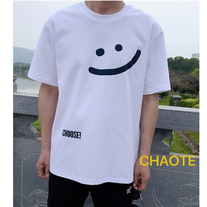 26050款港风时尚男装潮牌韩版轻奢国潮穿搭夏季宽松休闲圆领短䄂