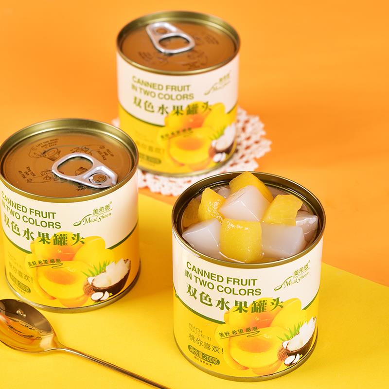 黄桃椰果水果罐头正品整箱罐黄桃罐头双色椰果混合鲜果捞葱1g