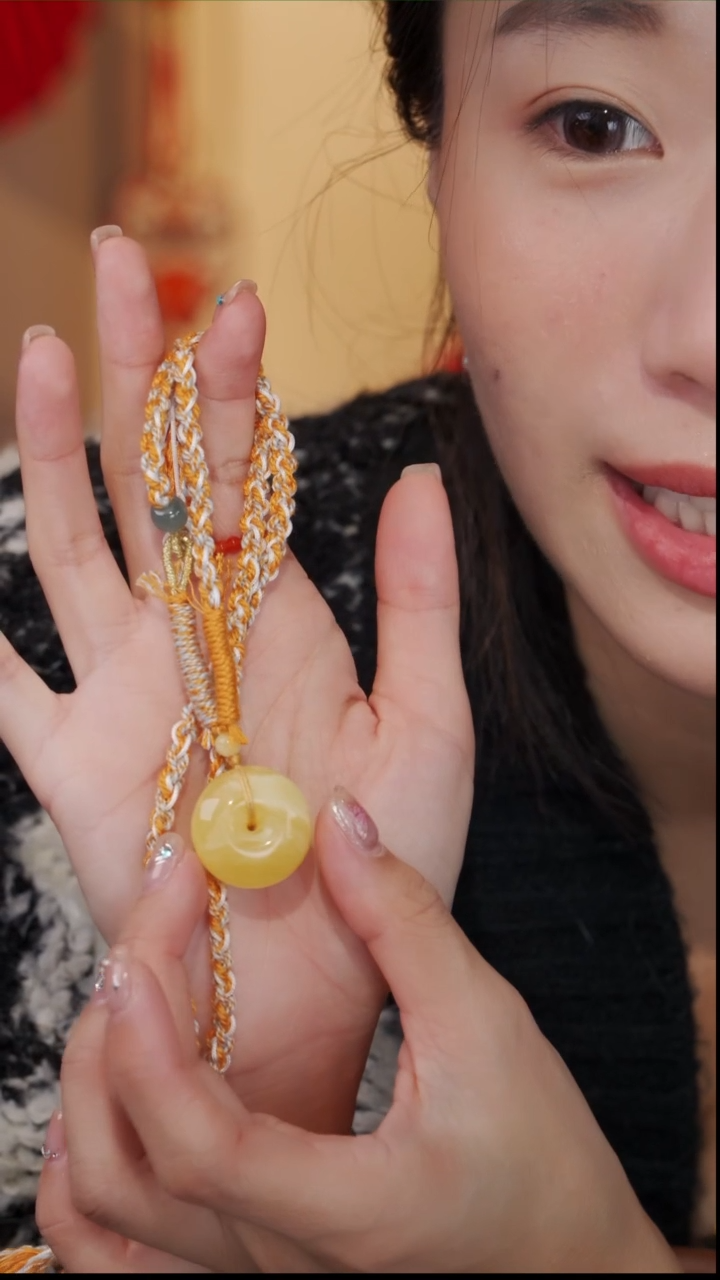 【闪购商品】蜜蜡颈饰未镶嵌【柒甄选】金角蜜大肉扣橙绳