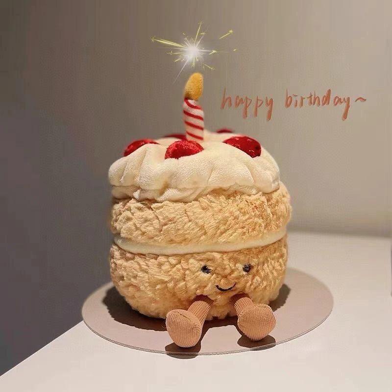 英国jELLYCAT2022新品趣味生日蛋糕草莓彩虹蛋糕柔软可爱毛绒玩具