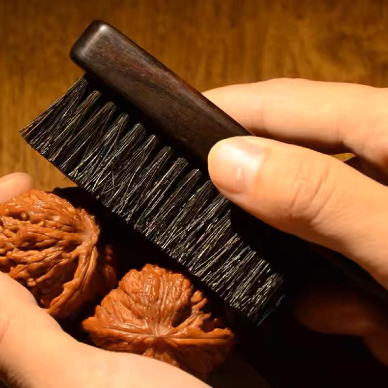檀木款马颈鬃文玩刷子刷橄榄核桃金刚菩提子核桃清理包浆