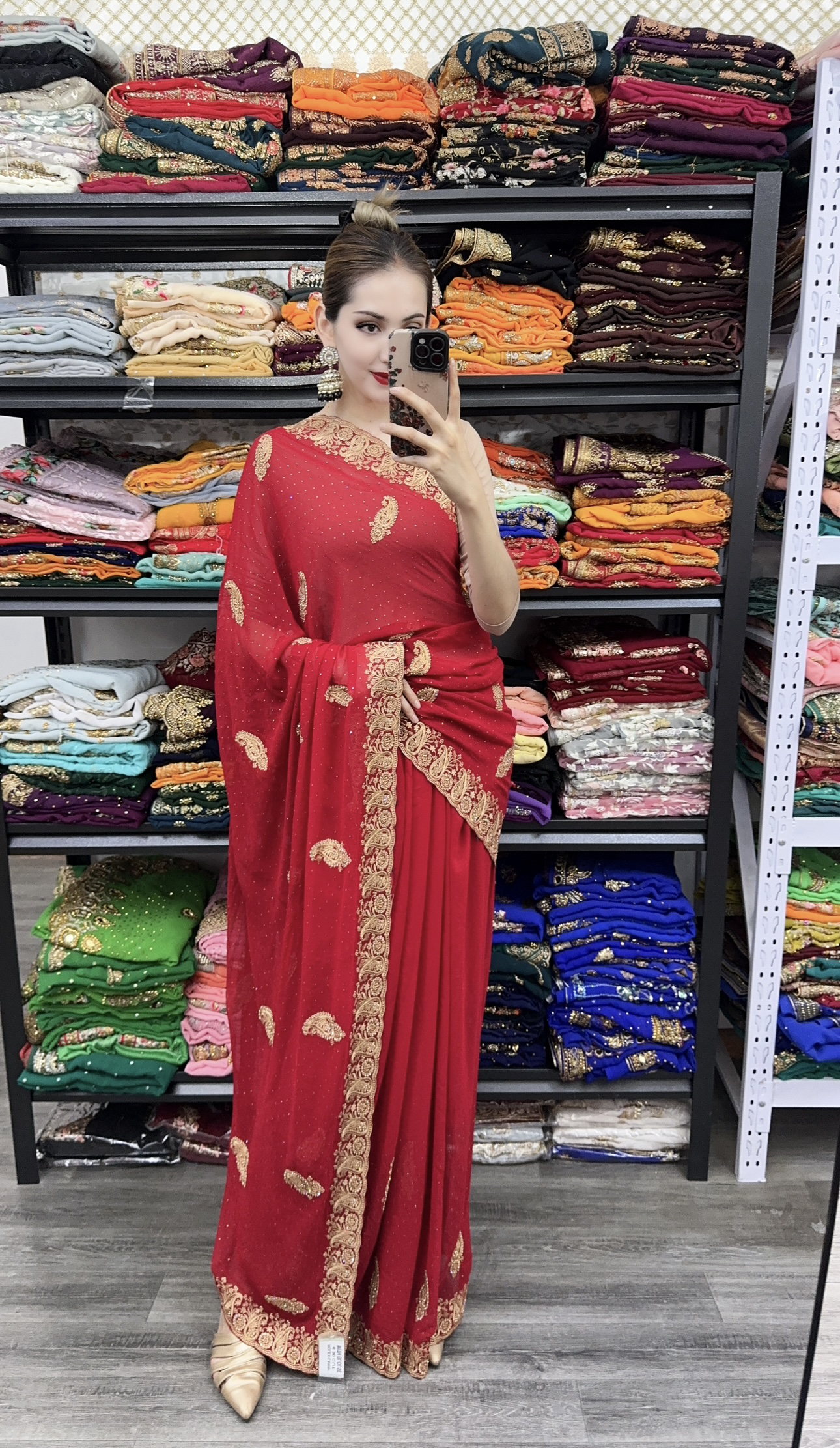 印度进口全新六米刺绣纱丽