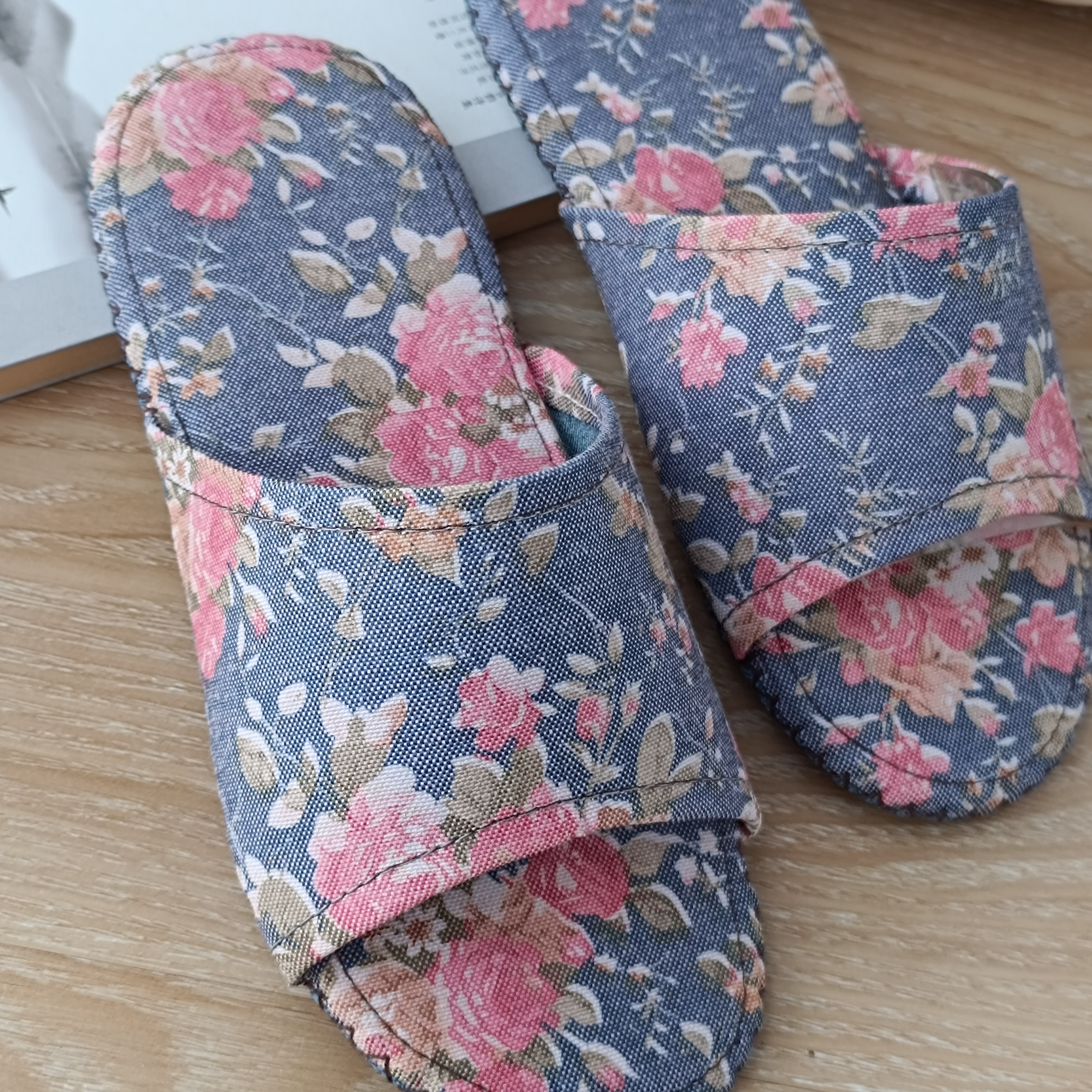 居家春夏季女款纯棉碎花细帆布干层软底拖鞋透气防滑无声舒适养脚