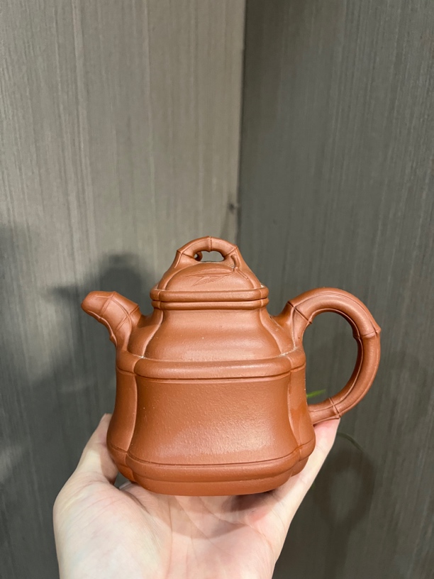 原矿紫砂四方竹节壶