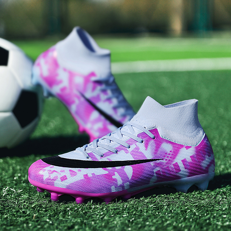 新款高帮男女足球鞋学生tf碎钉儿童ag长钉青少年草地专业比赛鞋