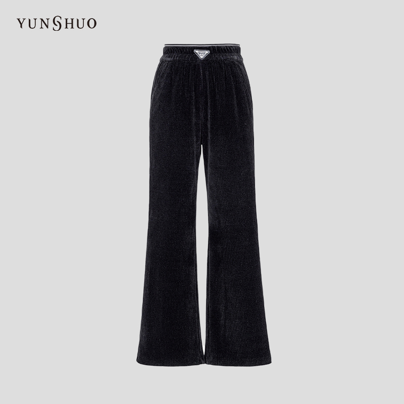 YUNSHUO雪尼尔阔腿裤女冬季新款直筒灯芯绒裤子198001