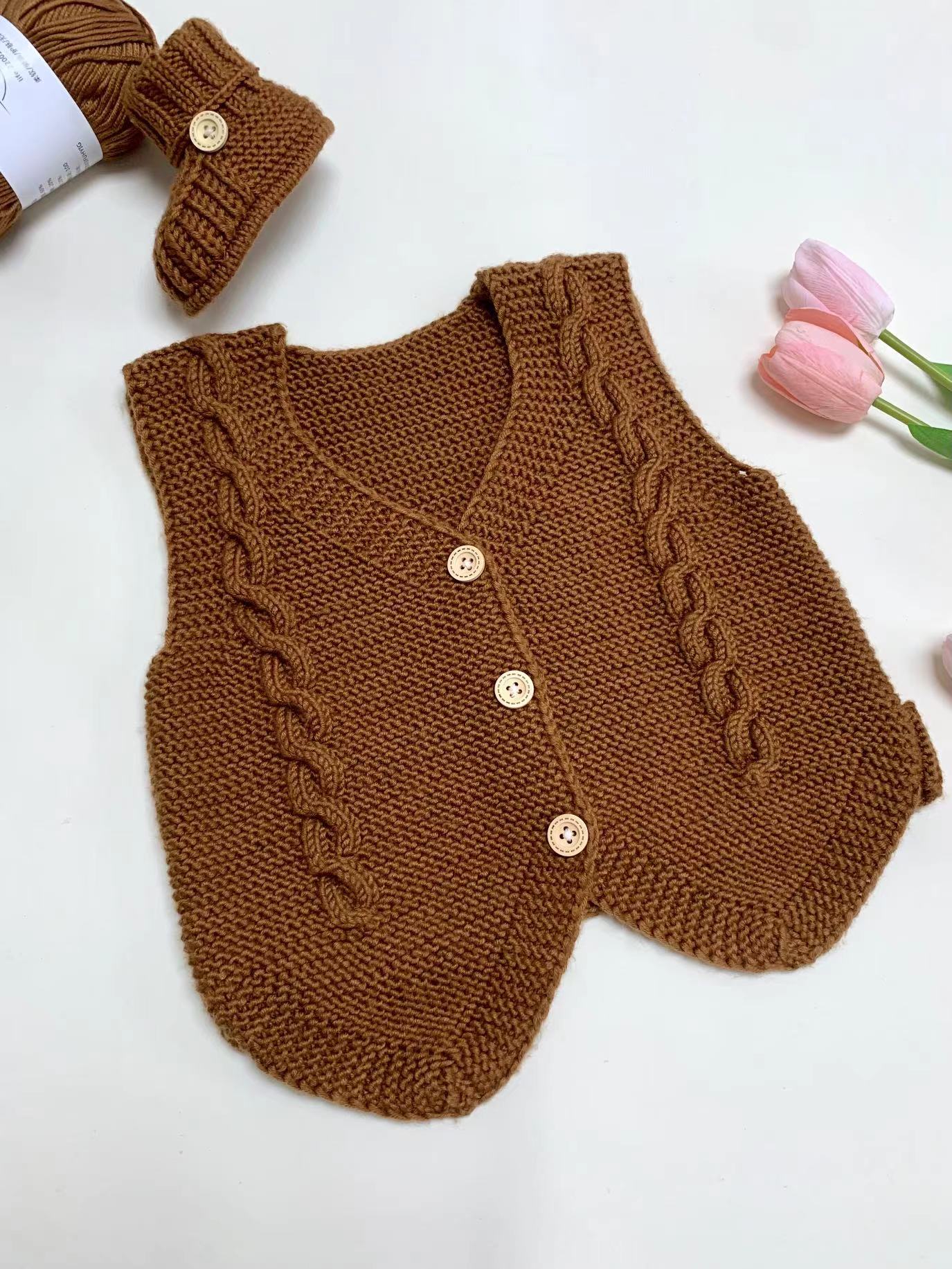 小秋！麻花马甲材料包！（非成品）一团二两毛线