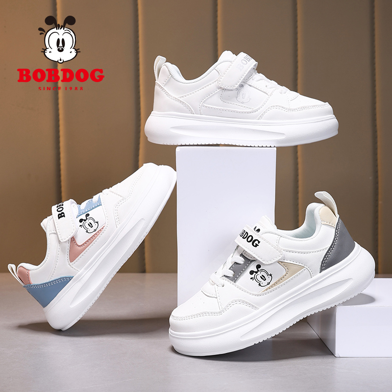 巴布豆新款校园小白鞋女童休闲跑步鞋男童运动鞋儿童潮流滑板鞋