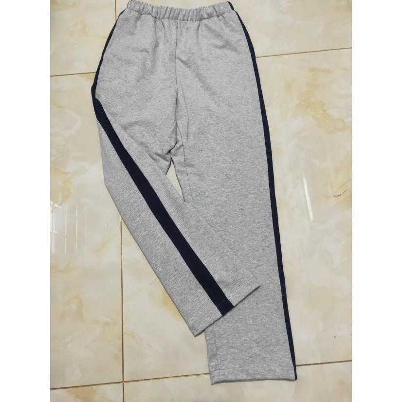 制中小学生校服裤子运动休闲长裤浅灰色拼藏蓝宽杠学生校裤