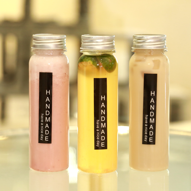 网红创意一次性奶茶瓶打包杯饮料瓶带盖外带商用透明塑料瓶奶茶瓶