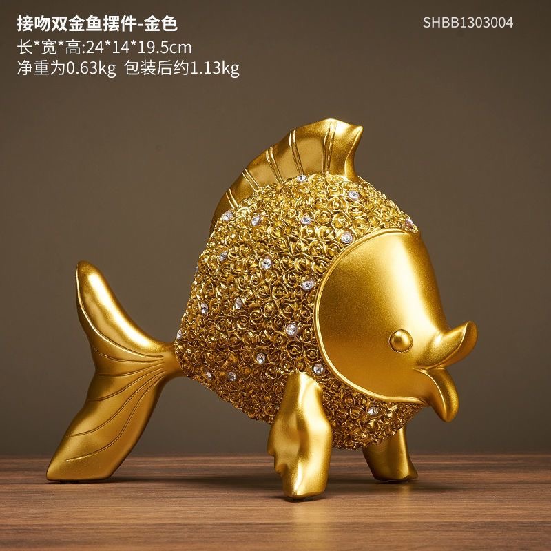 情侣富贵鱼客厅玄关书房办公室家居创意摆件商务开业节日高档礼品
