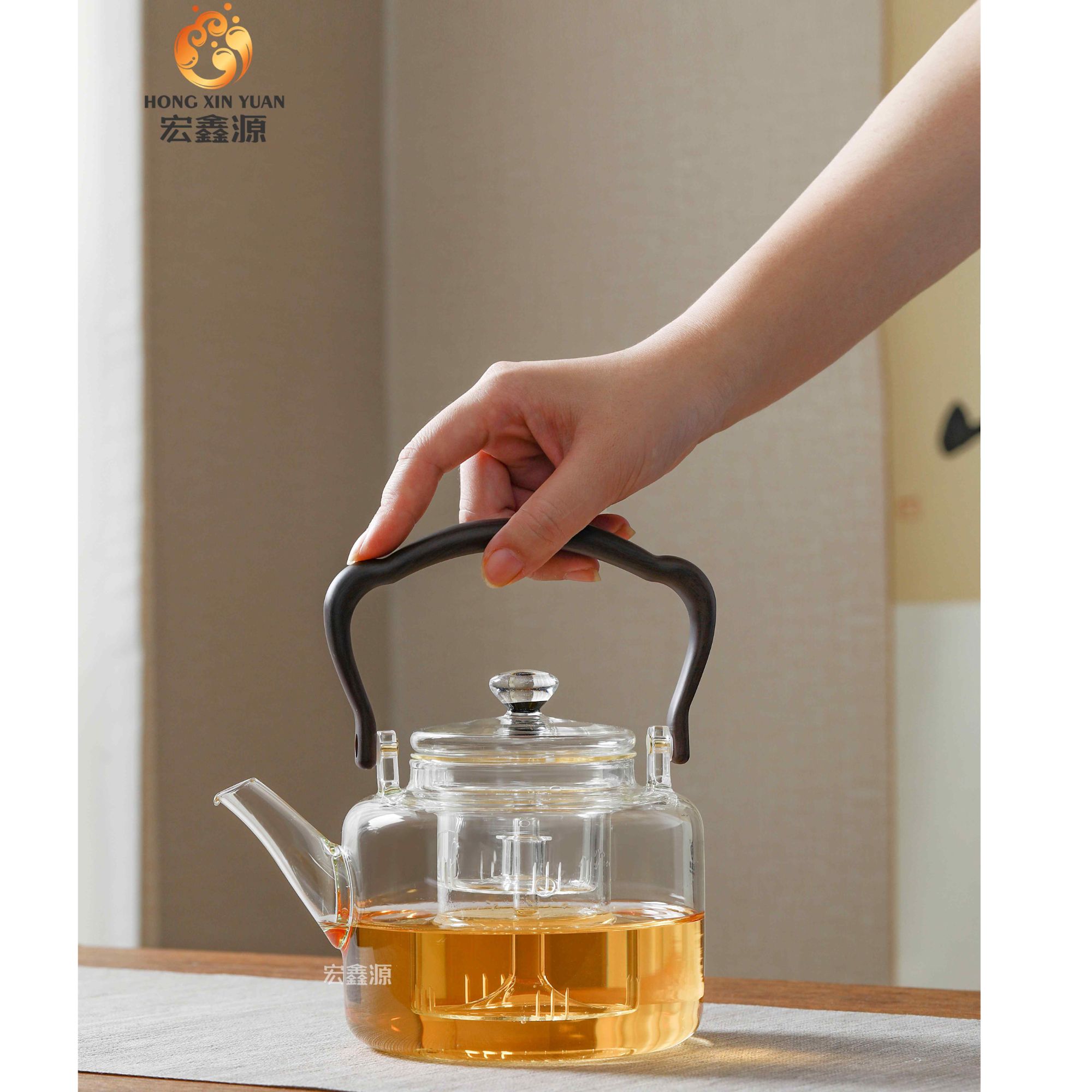 宏鑫源T10玻璃茶具提梁茶壶蒸茶煮茶泡茶耐热高硼硅家用冬季加厚