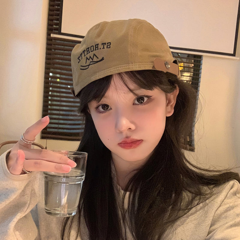 显脸小反戴贝雷帽女英伦复古前进帽子报童帽刺绣画家帽男鸭舌帽潮