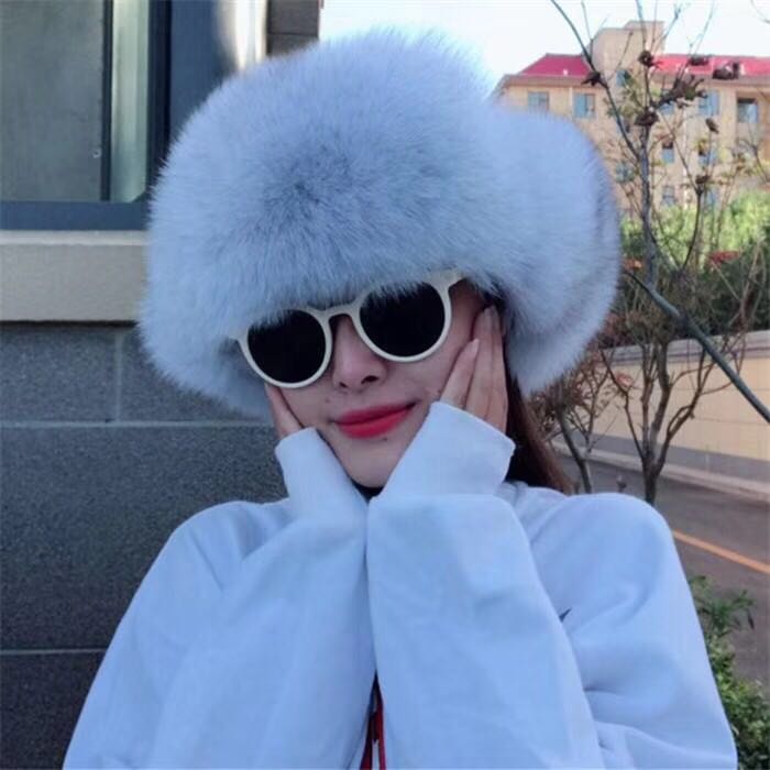 冬季保暖皮草雷锋帽女韩版狐狸毛东北户外防寒滑雪帽加厚护耳帽子