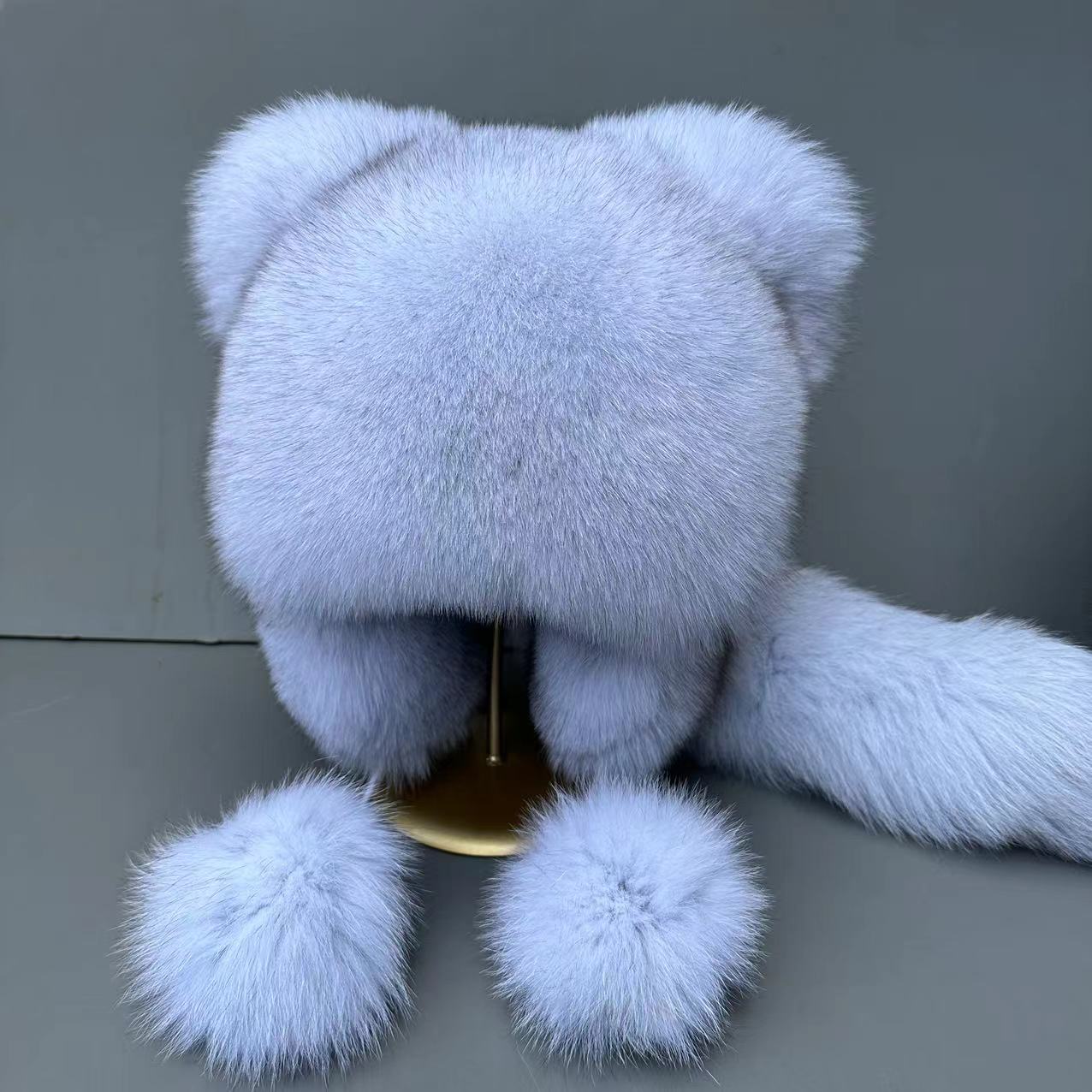 凯豪硕齐狐狸毛小熊款冬季护耳全毛皮草冬季保暖霸王帽